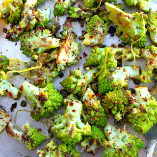 spicy romanesco with lemon and capers