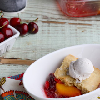 peach and cherry cobbler