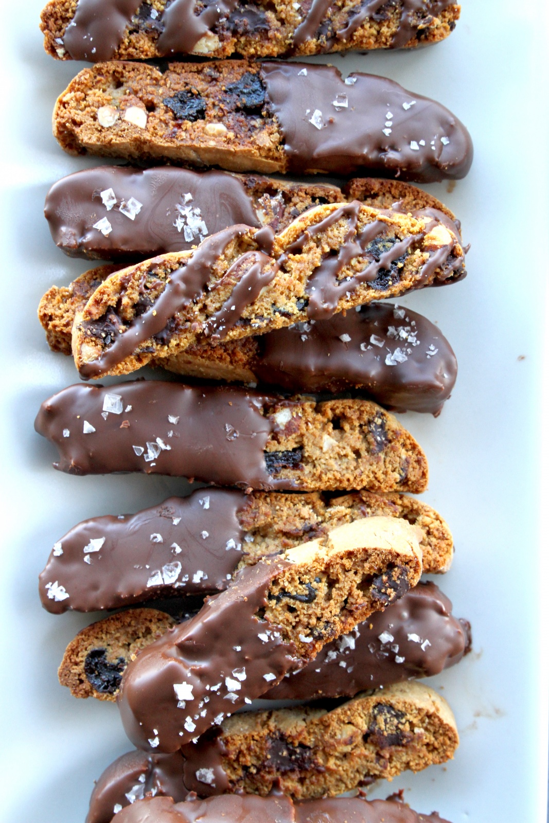 chocolate cherry almond biscotti | olive oil ganache | zenbelly